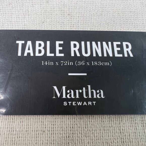 Martha Stewart Table Runner White Block Two Tone Flax Natural Beige 14x72 - Picture 4 of 8